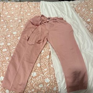 HIGH WAISTED TEXTURED SATIN PAPERBAG ANKLE PANT